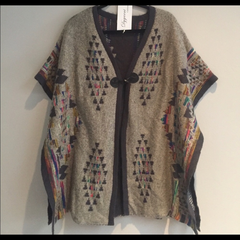 Lovely Boutique poncho toggle sweater